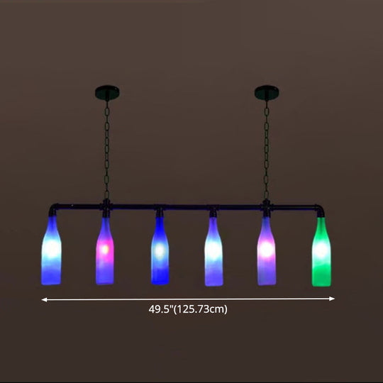 Industrial Iron Pipe Wine Bottle Pendant Light - Multi-Color Island Lamps