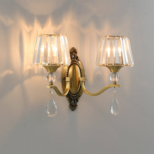 Postmodern Crystal Block Wall Mount Light Sconce In Brass - 1/2 Lights For Living Room 2 /