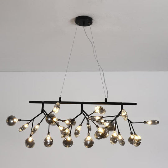 Contemporary Metal Pendant Lighting With Round Canopy For Bedroom - Island Branch Design 27 / Black