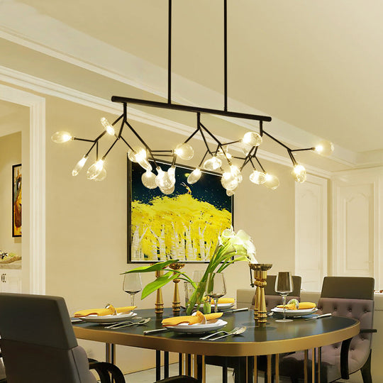 Leaf-Shaped Metal Island Chandelier With 27 Contemporary Lights For Bedroom