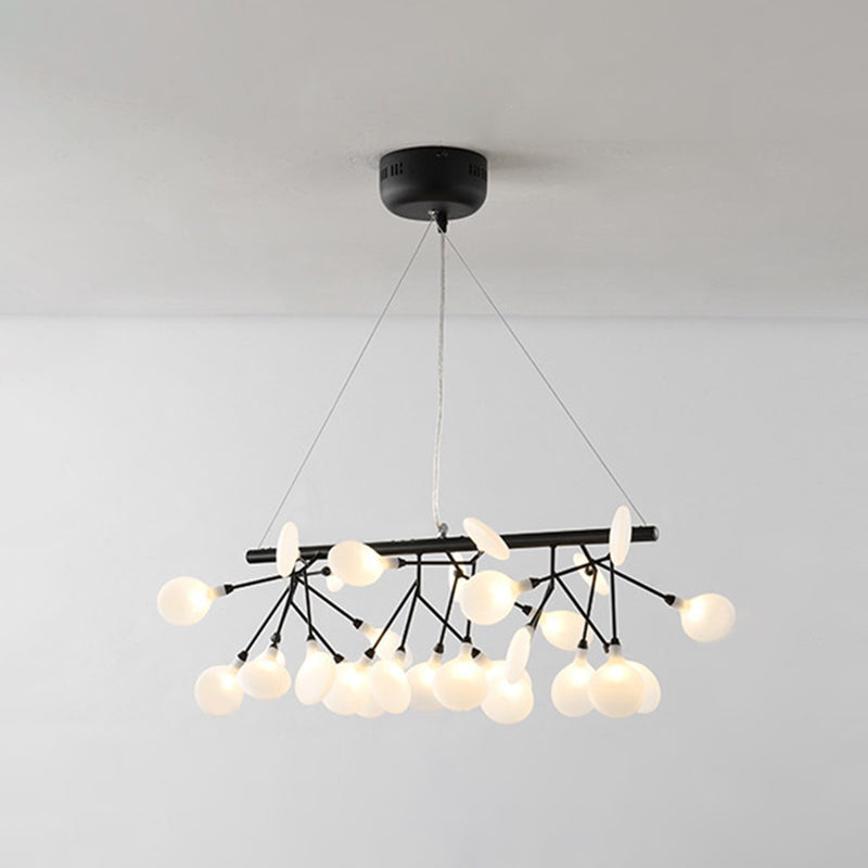 Ultra-Modern Linear Firefly Pendant Lighting: Acrylic Billiard Light For Living Room 27 / Black Warm