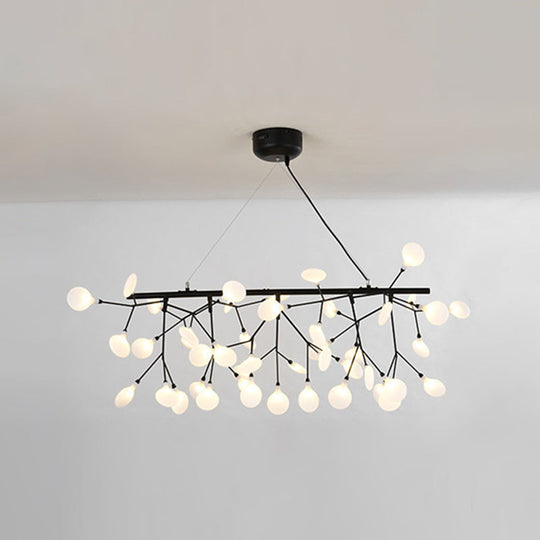 Ultra-Modern Linear Firefly Pendant Lighting: Acrylic Billiard Light For Living Room 45 / Black Warm