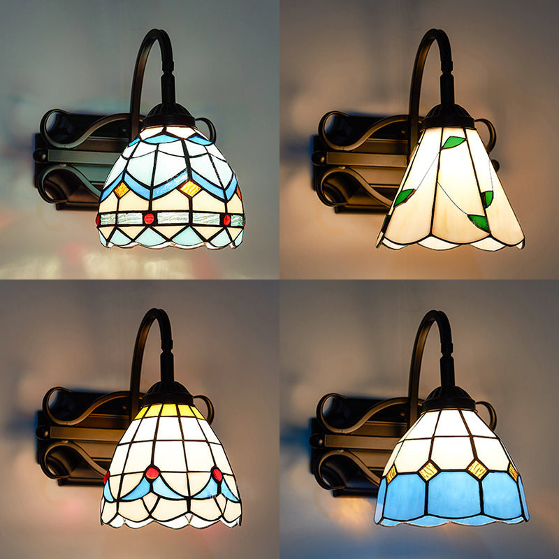 Tiffany Stained Glass Wall Sconce - 1 Light Colorful Fixture For Dining Room