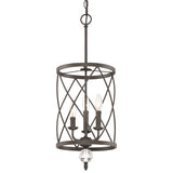 Rustic Trellis Cage Ceiling Chandelier With Hanging Chain - Farmhouse Metal Pendant Light Black