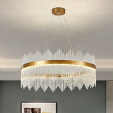 Adjustable Modern Crystal Drum Chandelier Pendant Light For Living Room Ceiling