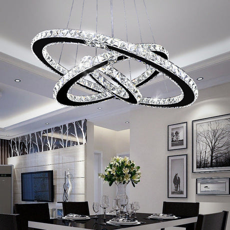 Stainless Steel Interlace Rings Pendant Light For Modern Bedrooms