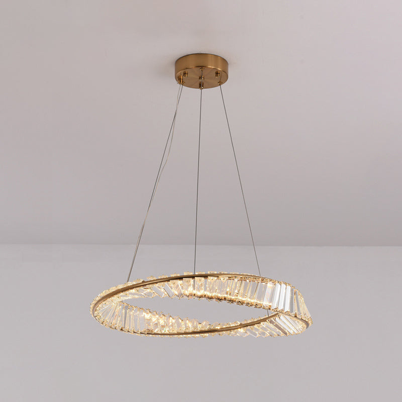 Modern Crystal Wave Chandelier Pendant For Living Room Ceiling Gold / 31.5 Natural
