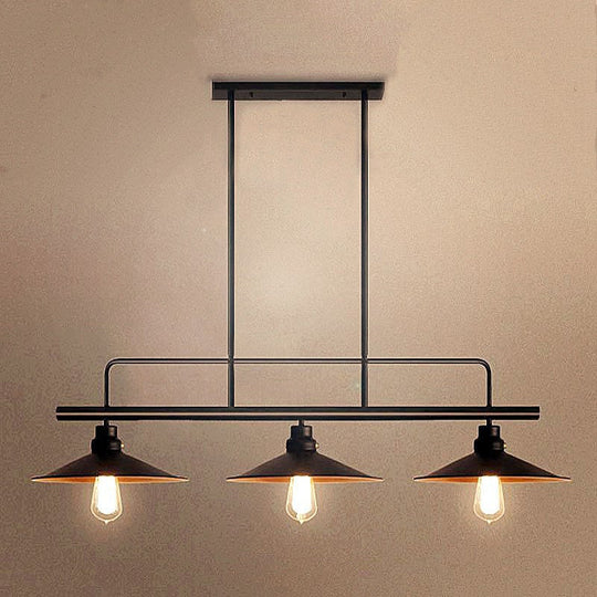 Industrial Style Metal Black Cone Pendant Chandelier - Island Lighting Fixture / 10