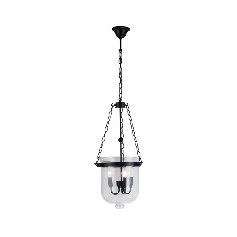 Industrial Black Bucket Chandelier: Sleek Glass Pendant Light For Dining Room / 10