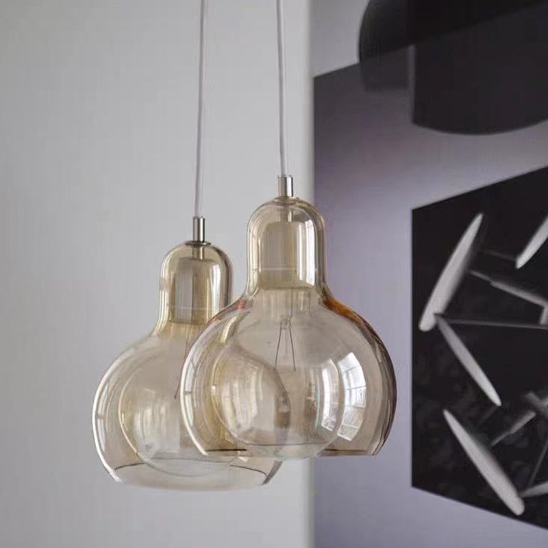 Contemporary Gourd Glass Pendant Light Fixture for Lounge