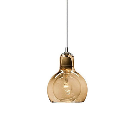Contemporary Gourd Glass Pendant Light Fixture For Lounge Amber / 7
