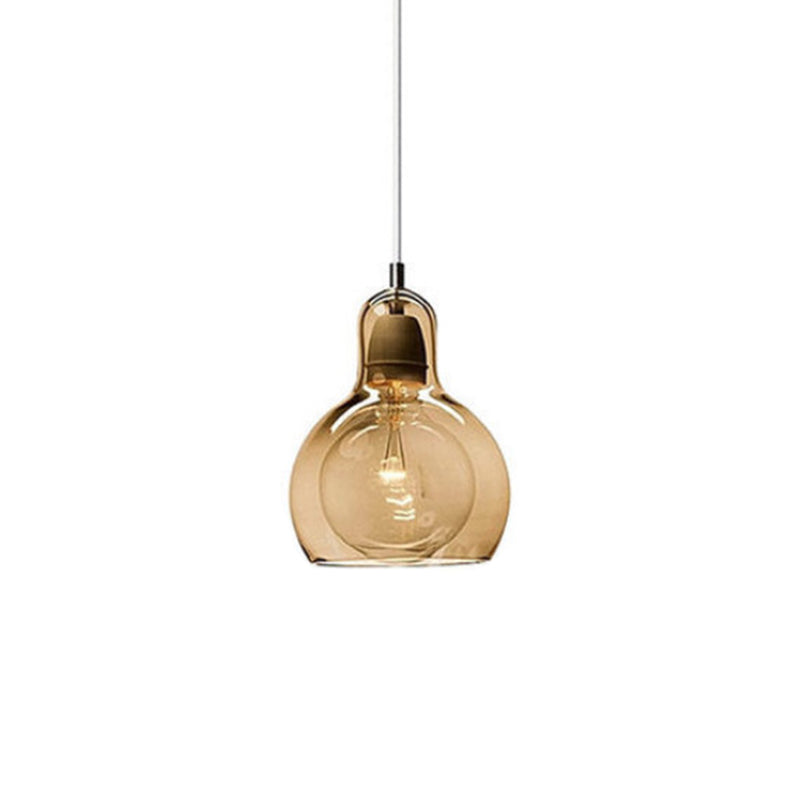 Contemporary Gourd Glass Pendant Light Fixture For Lounge Amber / 4.5