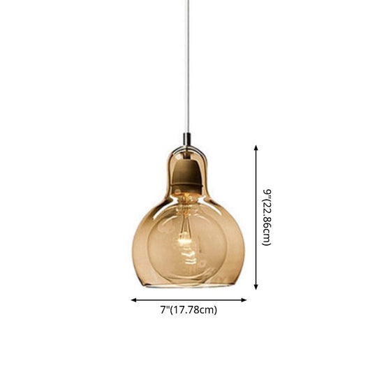 Contemporary Gourd Glass Pendant Light Fixture for Lounge