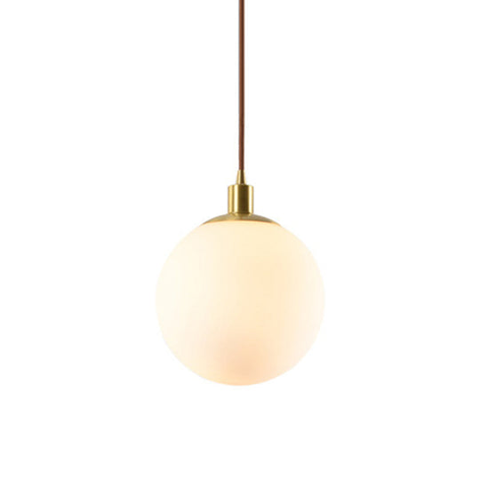Contemporary Gold Pendant Light Fixture - Glass Spherical Hanging For Bedroom White / 12