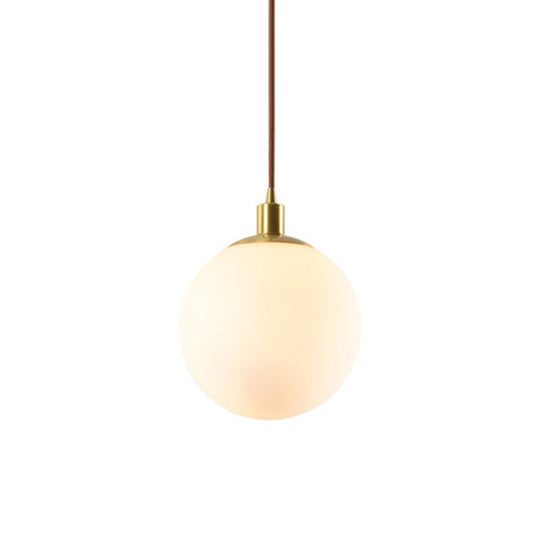 Contemporary Gold Pendant Light Fixture - Glass Spherical Hanging For Bedroom White / 10