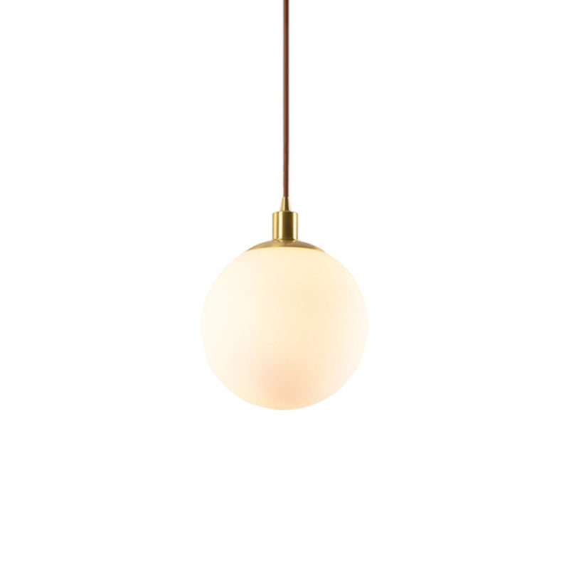 Contemporary Gold Pendant Light Fixture - Glass Spherical Hanging For Bedroom White / 6