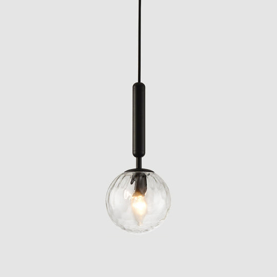Contemporary Glass Pendant Light - Spherical Design For Lounge Black / Clear