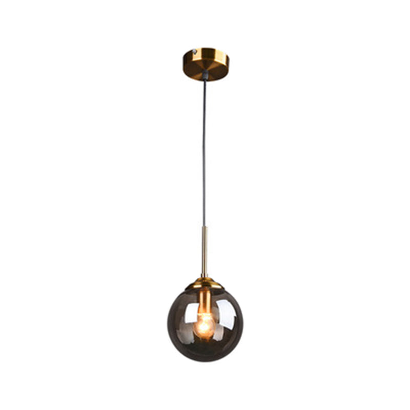 Modern Minimalist Glass Sphere Pendant Light Fixture For Indoor Ceiling Smoke Gray / Round