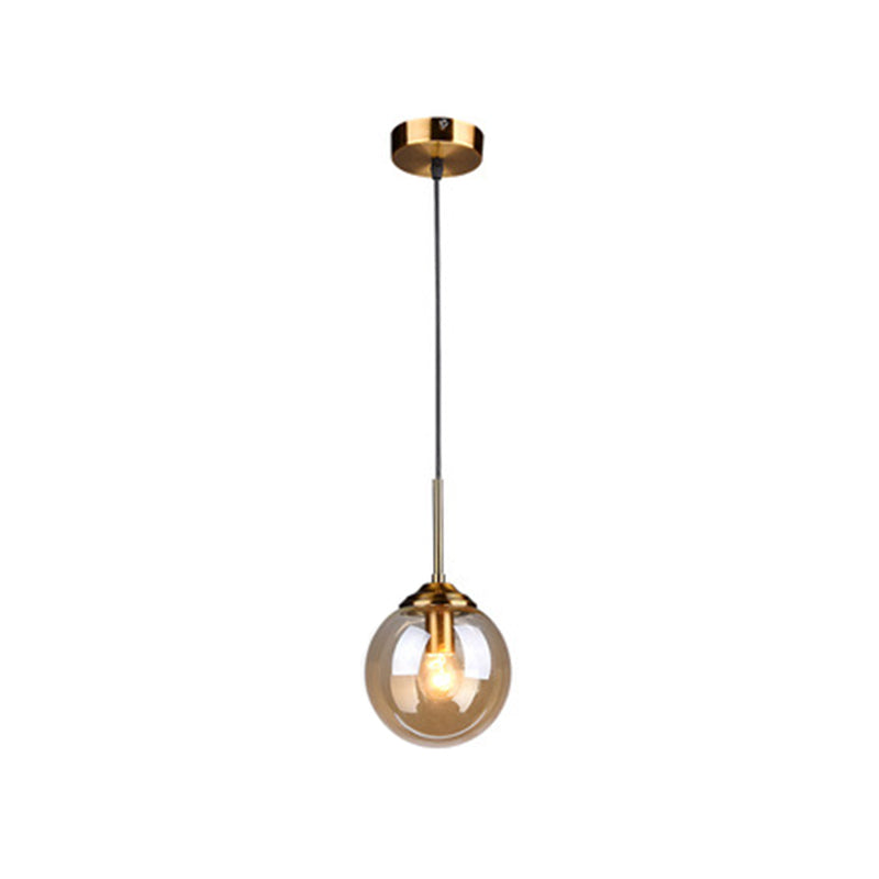 Modern Minimalist Glass Sphere Pendant Light Fixture For Indoor Ceiling Amber / Round