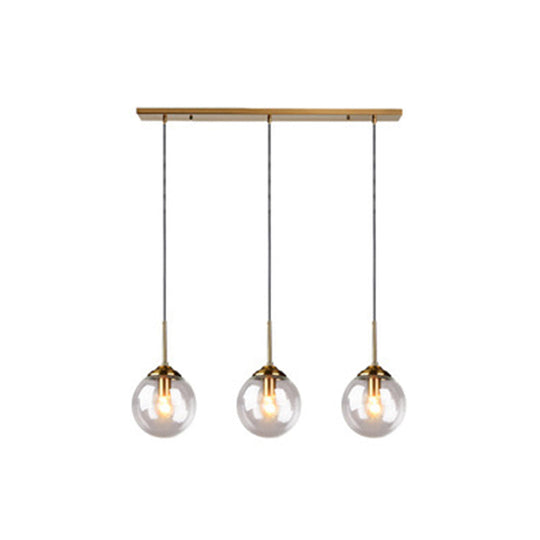 Modern Minimalist Glass Sphere Pendant Light Fixture For Indoor Ceiling Clear / Linear