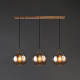 Modern Blown Glass Sphere Pendant Lights For Bedroom Amber / Linear