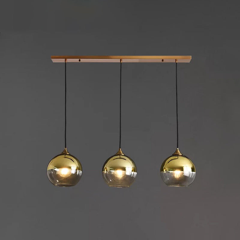 Modern Blown Glass Sphere Pendant Lights For Bedroom Gold / Linear