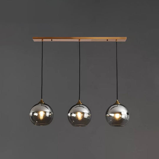 Modern Blown Glass Sphere Pendant Lights For Bedroom Silver / Linear