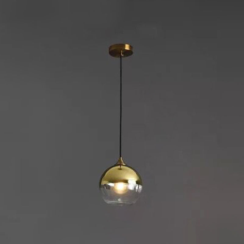 Modern Blown Glass Sphere Pendant Lights For Bedroom Gold / Round