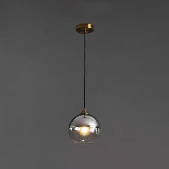 Modern Blown Glass Sphere Pendant Lights For Bedroom Silver / Round