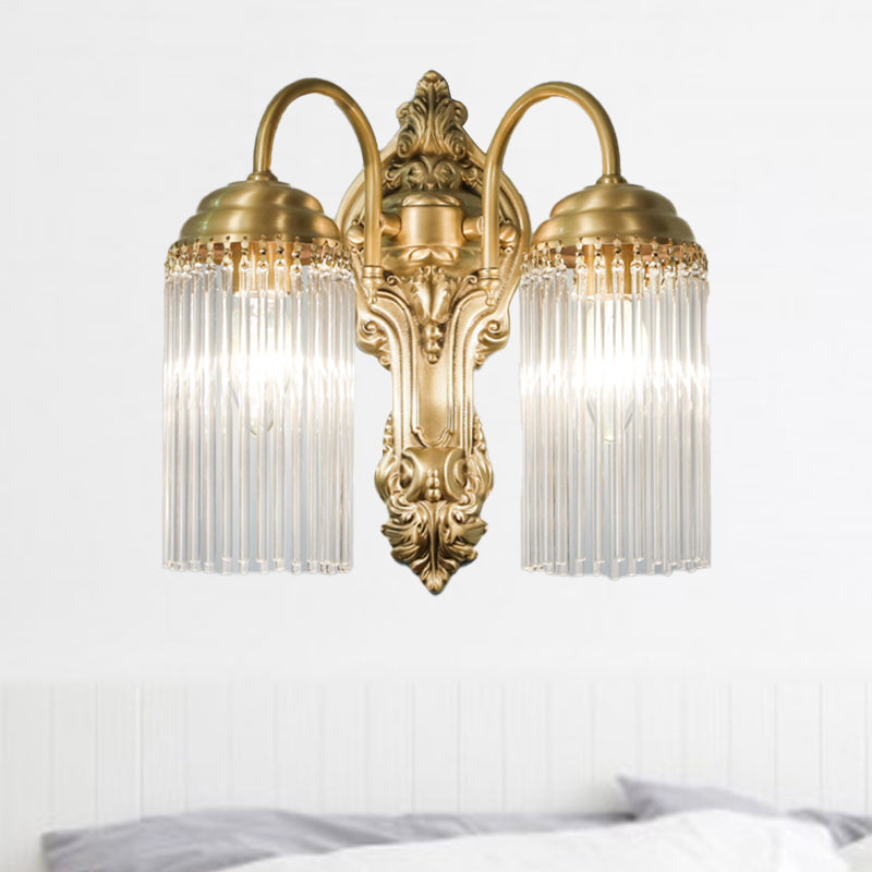 Simple Crystal Rod Wall Mount Light - Gold Sconce For Corridor