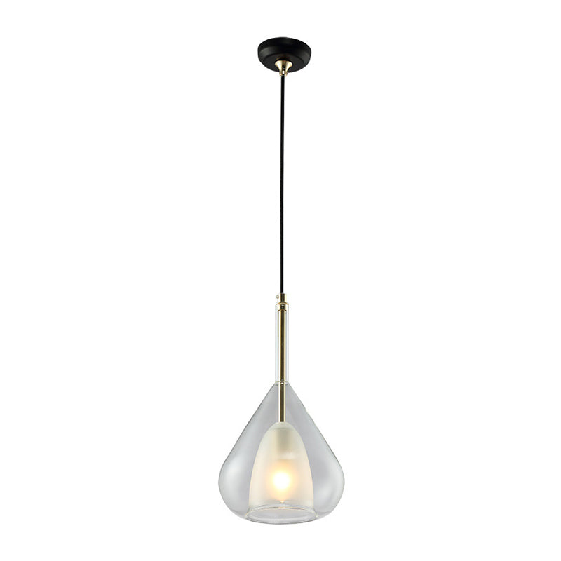 Modern Hanging Pendant Lights - Double Glass Teardrop Design - Ideal for Living Room