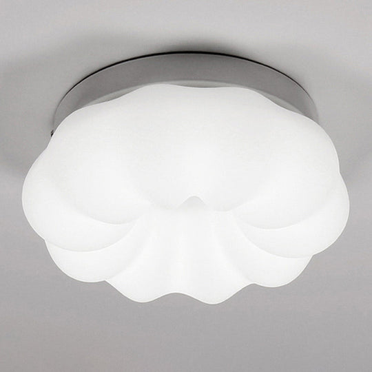 Whimsical Kids Room Illumination: Led Plastic Cloud Flush Mount Ceiling Light In White / 12