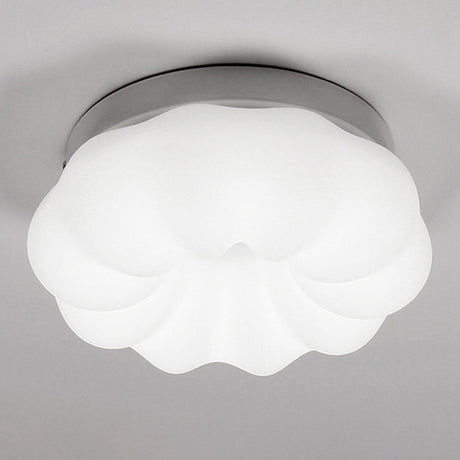 White Plastic Cloud Flush Mount Ceiling Light: Kids Led Fixture / 12