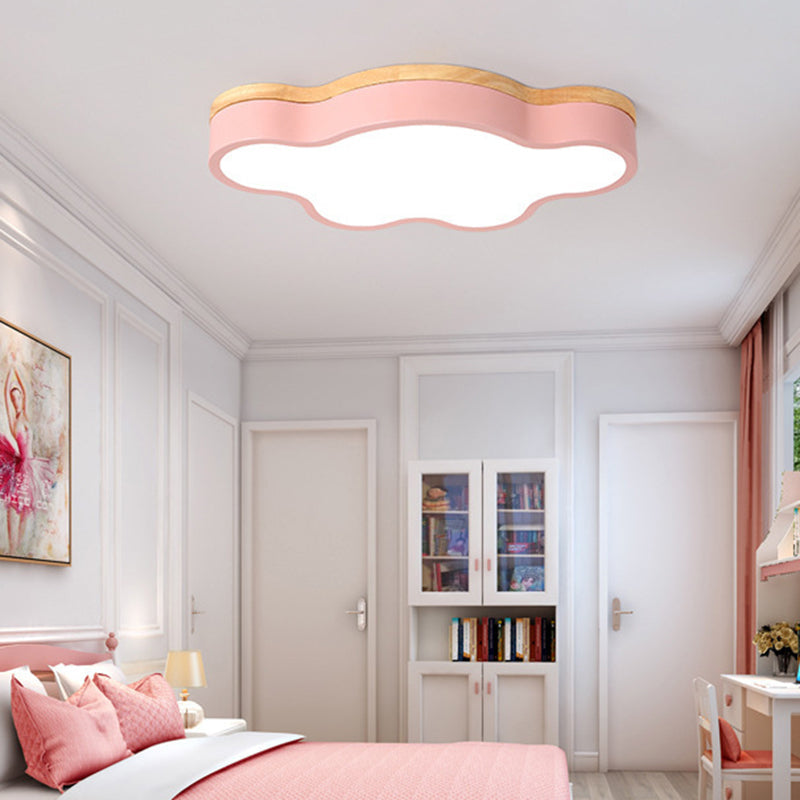 Modern Nordic Acrylic Cloud Ceiling Light With Led Flush Mount And Metal Shade Pink / White