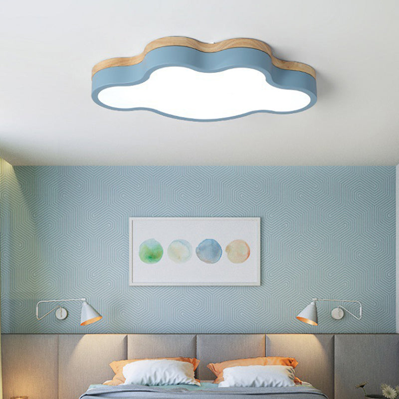 Modern Nordic Acrylic Cloud Ceiling Light With Led Flush Mount And Metal Shade Blue / White