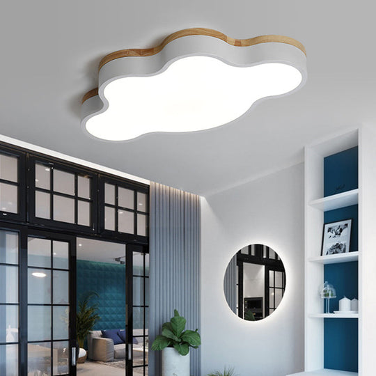 Modern Nordic Acrylic Cloud Ceiling Light With Led Flush Mount And Metal Shade White /