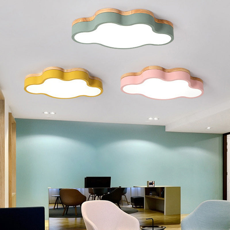 Modern Nordic Acrylic Cloud Ceiling Light With Led Flush Mount And Metal Shade