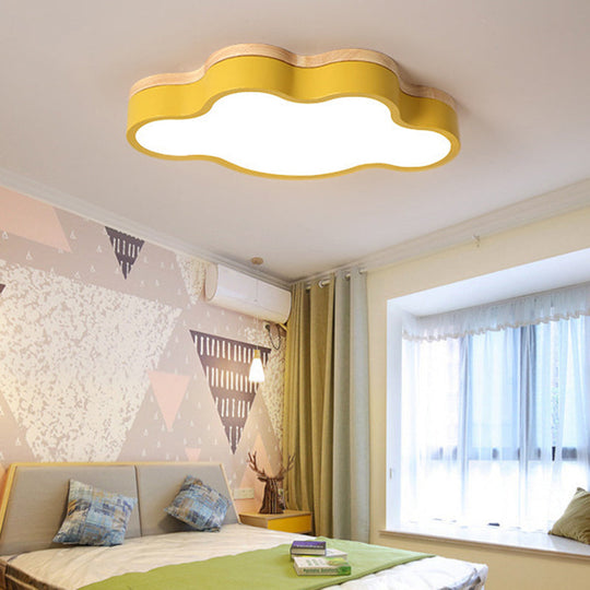 Modern Nordic Acrylic Cloud Ceiling Light With Led Flush Mount And Metal Shade Yellow / White