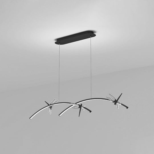 Dragonfly Minimalist Led Pendant Light For Restaurant Ceilings Black / 47 White