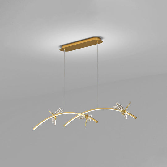 Dragonfly Minimalist Led Pendant Light For Restaurant Ceilings Gold / 47 Warm