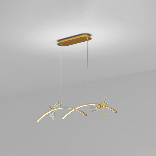 Dragonfly Minimalist Led Pendant Light For Restaurant Ceilings Gold / 35.5 White