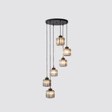 Modern Prismatic Crystal Pendant Light | Multi-Hang Ceiling Fixture For Stairways 6 / Black