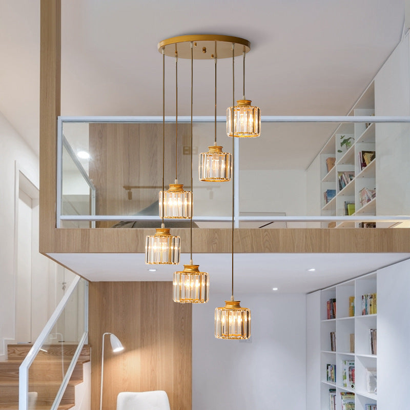 Modern Prismatic Crystal Pendant Light | Multi-Hang Ceiling Fixture For Stairways