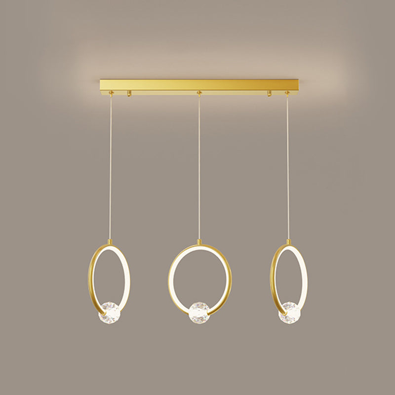 Modern Metal LED Indoor Pendant Light: Stylish Ring-Shaped Hanging Fixture