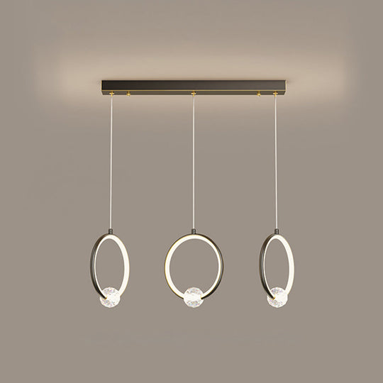 Modern Metal Led Ring Pendant Light - Stylish Indoor Lighting Fixture 3 / Black