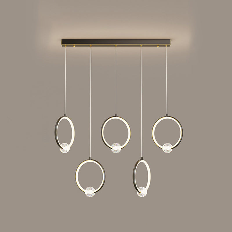 Modern Metal Led Ring Pendant Light - Stylish Indoor Lighting Fixture 5 / Black