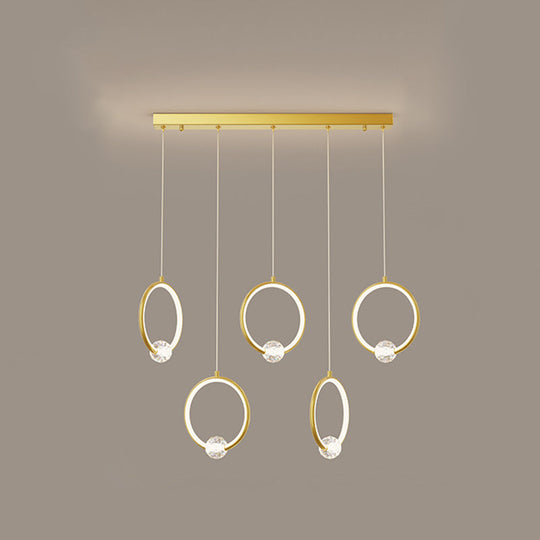 Modern Metal Led Ring Pendant Light - Stylish Indoor Lighting Fixture 5 / Gold