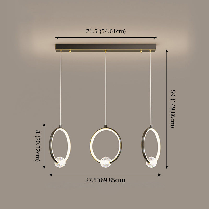 Modern Metal LED Indoor Pendant Light: Stylish Ring-Shaped Hanging Fixture