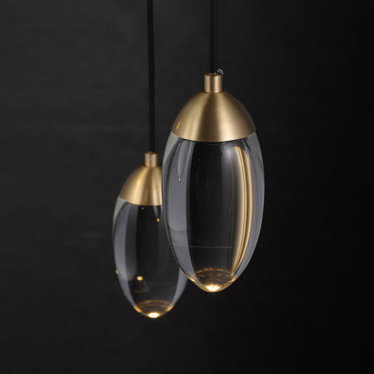 Led Crystal Suspension Pendant - Modern Gold Teardrop Lighting Fixture