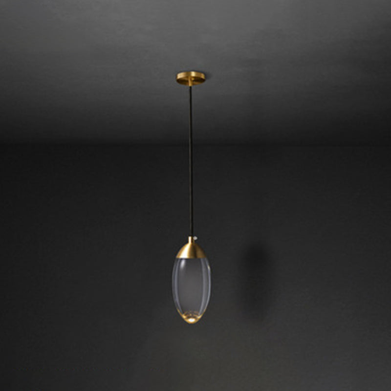 Led Crystal Suspension Pendant - Modern Gold Teardrop Lighting Fixture / White